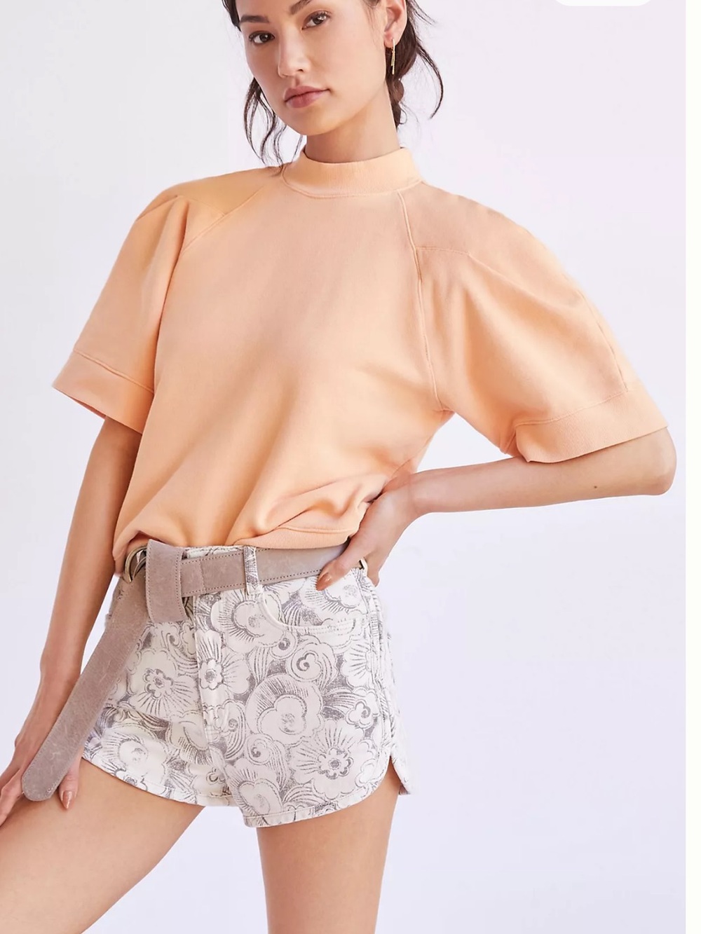 Agolde Peach Short-Sleeve Puff Sweatshirt Tee